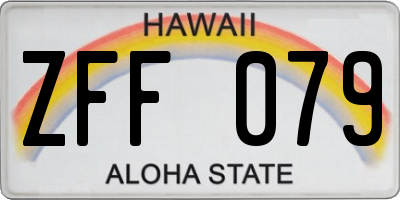 HI license plate ZFF079