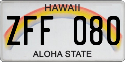 HI license plate ZFF080