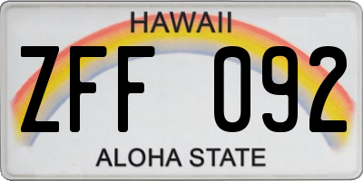 HI license plate ZFF092