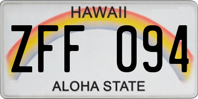 HI license plate ZFF094