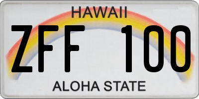 HI license plate ZFF100