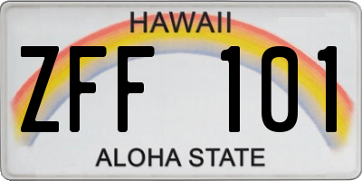 HI license plate ZFF101