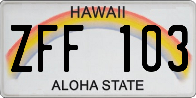 HI license plate ZFF103