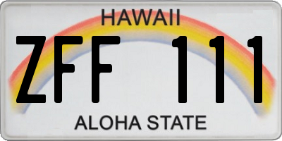 HI license plate ZFF111