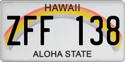 HI license plate ZFF138