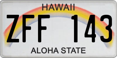 HI license plate ZFF143