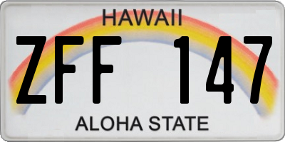 HI license plate ZFF147