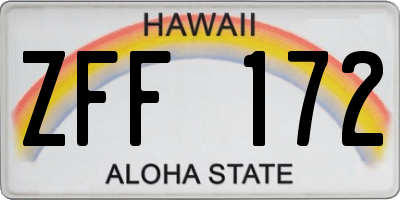 HI license plate ZFF172