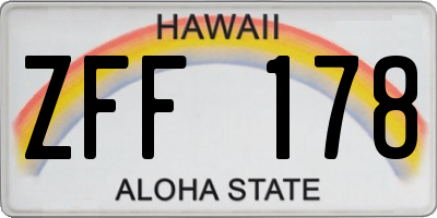 HI license plate ZFF178