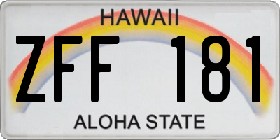 HI license plate ZFF181