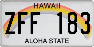 HI license plate ZFF183