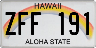 HI license plate ZFF191