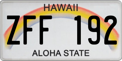 HI license plate ZFF192