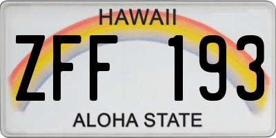 HI license plate ZFF193