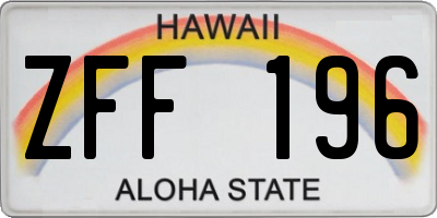 HI license plate ZFF196