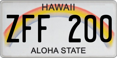 HI license plate ZFF200