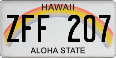 HI license plate ZFF207