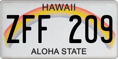 HI license plate ZFF209