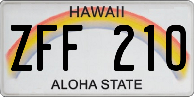 HI license plate ZFF210