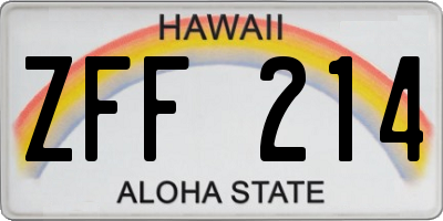 HI license plate ZFF214