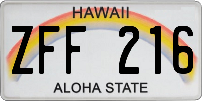HI license plate ZFF216