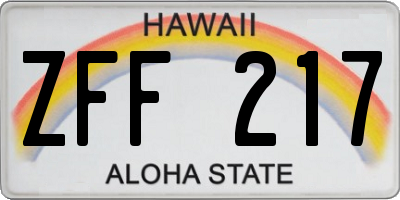HI license plate ZFF217