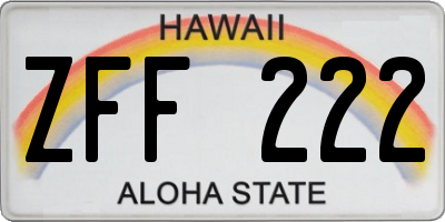 HI license plate ZFF222