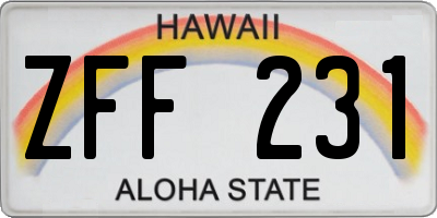 HI license plate ZFF231