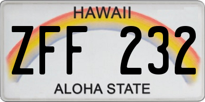 HI license plate ZFF232