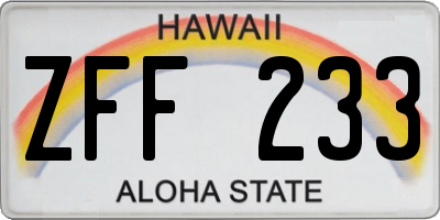 HI license plate ZFF233
