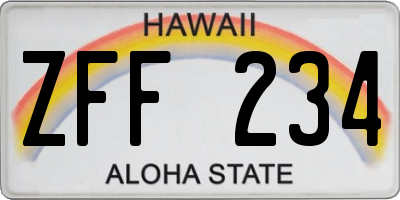 HI license plate ZFF234