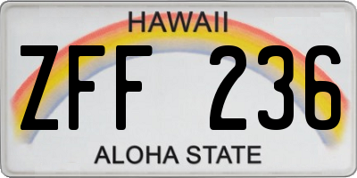 HI license plate ZFF236