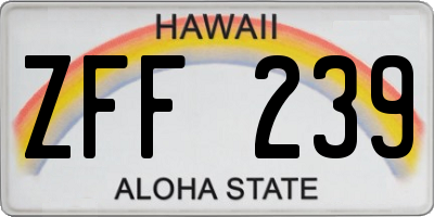 HI license plate ZFF239