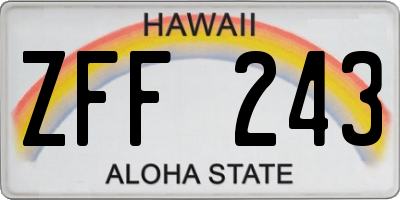 HI license plate ZFF243