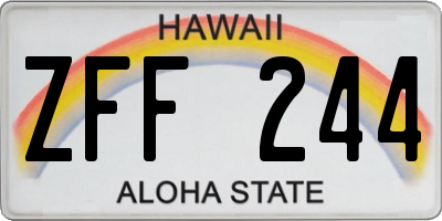 HI license plate ZFF244
