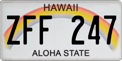 HI license plate ZFF247