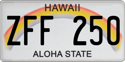 HI license plate ZFF250