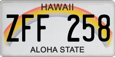 HI license plate ZFF258