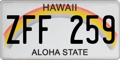 HI license plate ZFF259