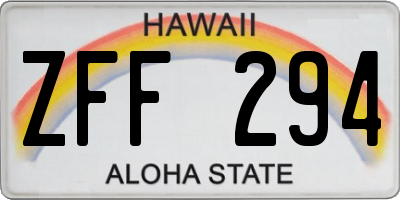 HI license plate ZFF294