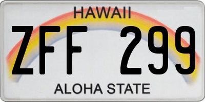 HI license plate ZFF299