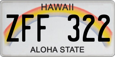 HI license plate ZFF322
