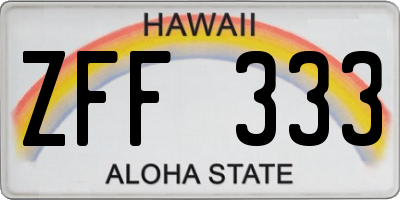 HI license plate ZFF333