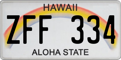 HI license plate ZFF334