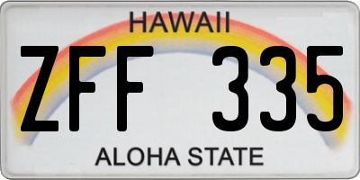 HI license plate ZFF335