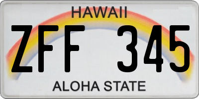 HI license plate ZFF345