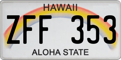 HI license plate ZFF353