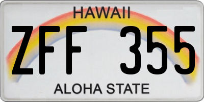 HI license plate ZFF355