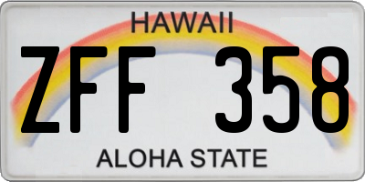 HI license plate ZFF358