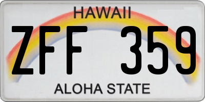 HI license plate ZFF359